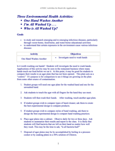Screenshot for Three Environmental Health Activities: One Hand Washes the Other, I'm All Washed Up, Who is All Washed Up?
