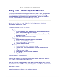 Screenshot for Understanding Natural Radiation Activity