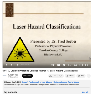 Screenshot for Fundamentals of Light and Lasers: Laser Hazard Classifications