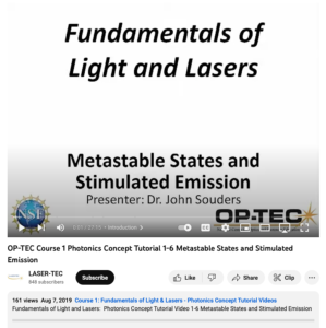Screenshot for Fundamentals of Light and Lasers: Metastable States and Stimulated Emission