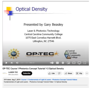 Screenshot for Fundamentals of Light and Lasers: Optical Density