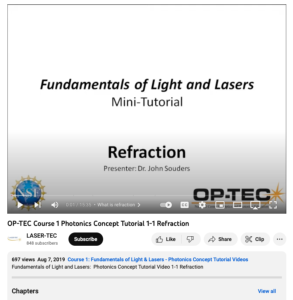 Screenshot for Fundamentals of Light and Lasers: Refraction