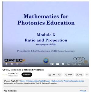 Screenshot for Mathematics for Photonics Education: Ratio and Proportion