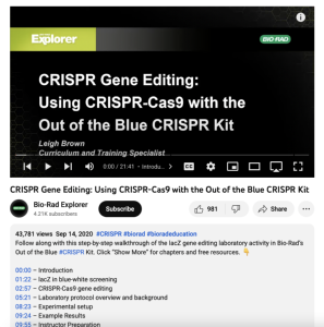 Screenshot for CRISPR Gene Editing: Using CRISPR-Cas9 with the Out of the Blue CRISPR Kit