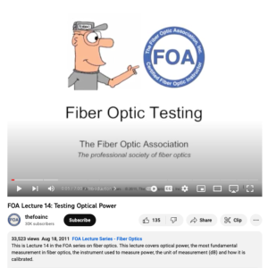 Screenshot for FOA Lecture 14: Testing Optical Power