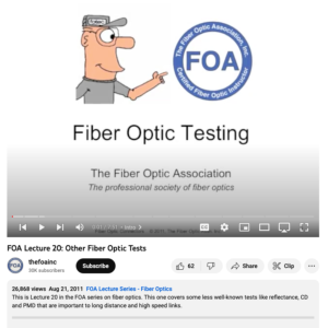 Screenshot for FOA Lecture 20 : Other Fiber Optic Tests