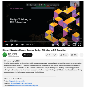 Screenshot for Higher Education Plenary Session - Design Thinking in GIS Education