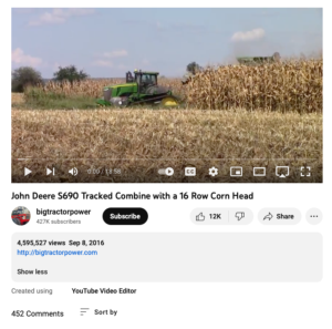 Screenshot for John Deere S690 Tracked Combine with a 16 Row Corn Head