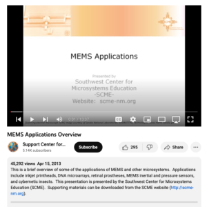 Screenshot for MEMS Applications Overview