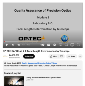 Screenshot for Quality Assurance of Precision Optics: Focal Length Determination by Telescope
