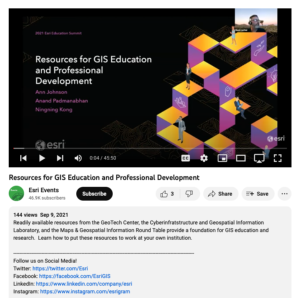 Screenshot for Resources for GIS Education and Professional Development