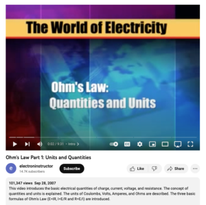 Screenshot for Video: Ohm's Law Part 1- Units and Quantities