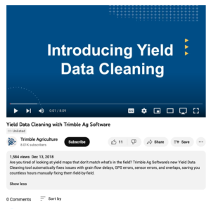Screenshot for Yield Data Cleaning with Trimble Ag Software