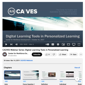 Screenshot for CA2VES Webinar Series: Digital Learning Tools in Personalized Learning