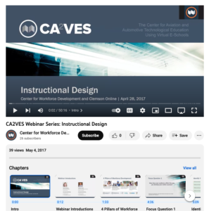 Screenshot for CA2VES Webinar Series: Instructional Design