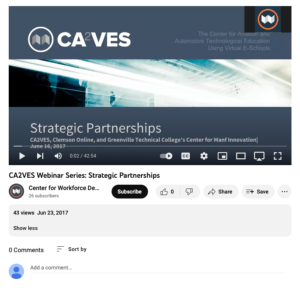 Screenshot for CA2VES Webinar Series: Strategic Partnerships