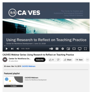 Screenshot for CA2VES Webinar Series: Using Research to Reflect on Teaching Practice