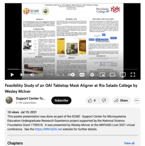 Screenshot for Feasibility Study of an OAI Tabletop Mask Aligner at Rio Salado College