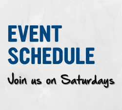graphic that says event schedule join us on saturdays