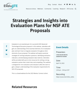Screenshot for Strategies and Insights into Evaluation Plans for NSF ATE Proposals