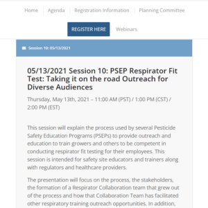 Screenshot for PACT Meeting: PSEP Respirator Fit Test, Taking it on the Road Outreach for Diverse Audiences (Session 10 of 11)