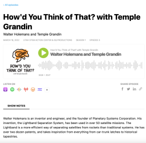 Screenshot for How'd You Think of That? with Temple Grandin: Walter Holemans and Temple Grandin (S1, Ep. 3)