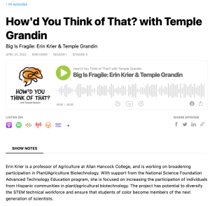 Screenshot for How'd You Think of That? with Temple Grandin: Big Is Fragile: Erin Krier & Temple Grandin (S1, Ep. 4)