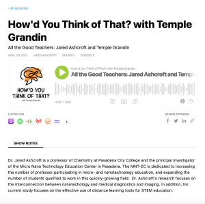 Screenshot for How'd You Think of That? with Temple Grandin: All the Good Teachers: Jared Ashcroft and Temple Grandin (S1, Ep. 6)