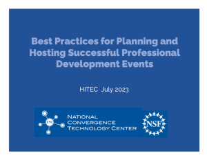 Screenshot for Best Practices for Planning and Hosting Successful Professional Development Events