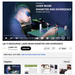 Screenshot for Laser Beam Diameter and Divergence (Lab 11 of 23)