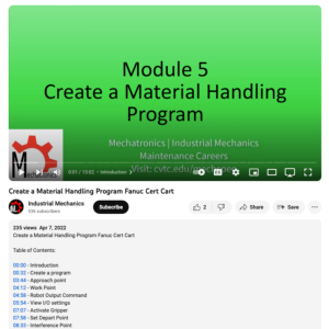 Screenshot for Module 5: Create a Material Handling Program Fanuc Cert Cart