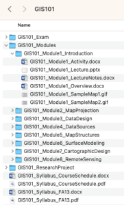 sample course folder structure