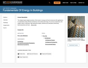Screenshot for Fundamentals of Energy in Buildings