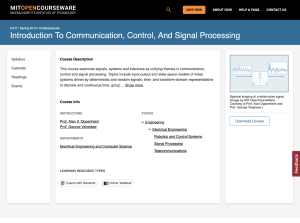 Screenshot for Introduction to Communication, Control, and Signal Processing