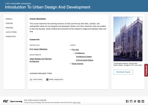 Screenshot for MIT Open CourseWare: Introduction to Urban Design and Development