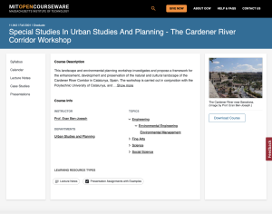 Screenshot for Special Studies in Urban Studies and Planning - The Cardener River Corridor Workshop