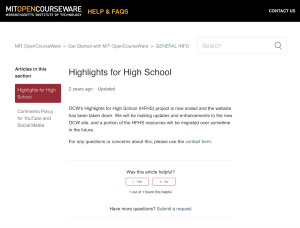 Screenshot for MIT OpenCourseWare: Highlights for High School