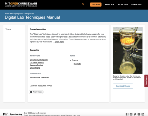 Screenshot for MIT Digital Chemistry Lab Techniques Manual