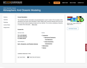Screenshot for MIT OpenCourseware: Atmospheric and Oceanic Modeling