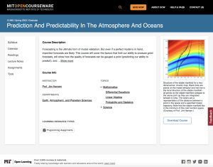 Screenshot for Prediction and Predictability in the Atmosphere and Oceans