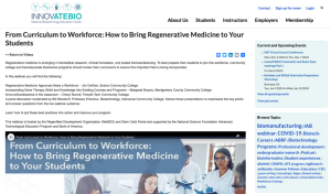 Screenshot for From Curriculum to Workforce: How to Bring Regenerative Medicine to Your Students