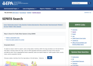Screenshot for Query Form: Search the SDWIS (Safe Drinking Water Information System) Database