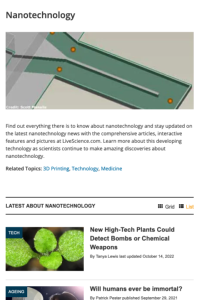 Screenshot for LiveScience Topic: Nanotechnology