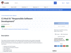 Screenshot for Responsible Software Development Module