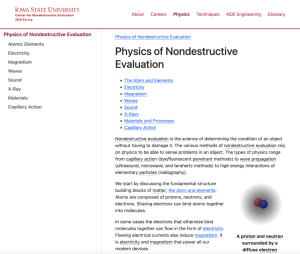 Screenshot for Physics of Nondestructive Evaluation