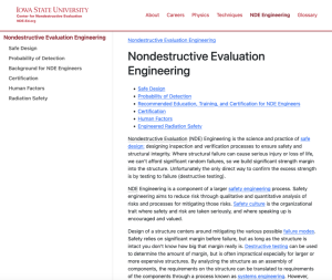 Screenshot for Nondestructive Evaluation Engineering