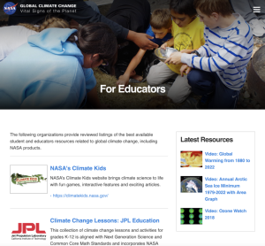 Screenshot for Global Climate Change: Resources for Educators