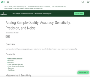 Screenshot for Analog Sample Quality: Accuracy, Sensitivity, Precision, and Noise