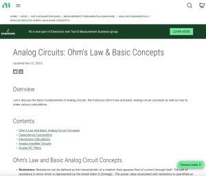 Screenshot for Analog Circuits: Ohm's Law & Basic Concepts