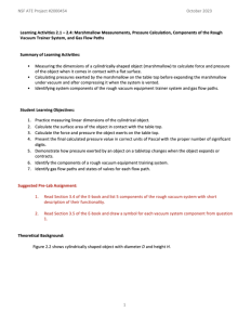 Screenshot for Learning Activities 2.1 – 2.4: Marshmallow Measurements, Pressure Calculation, Components of the Rough Vacuum Trainer System, and Gas Flow Paths